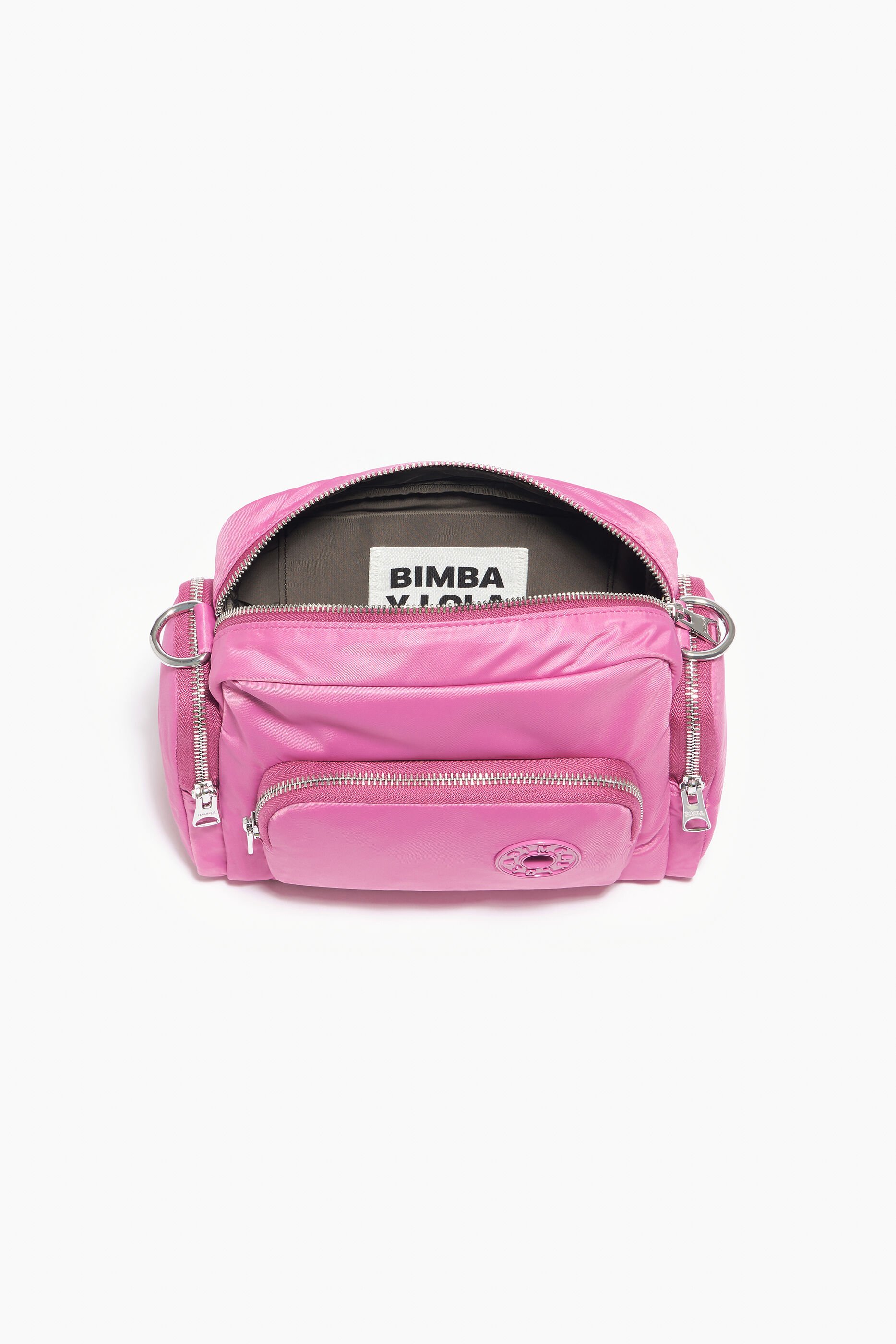 Bolsa de ombro M em nylon rosa