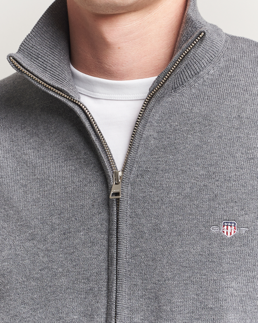 GANT Casual Cotton Full Zip Dark Grey Melange