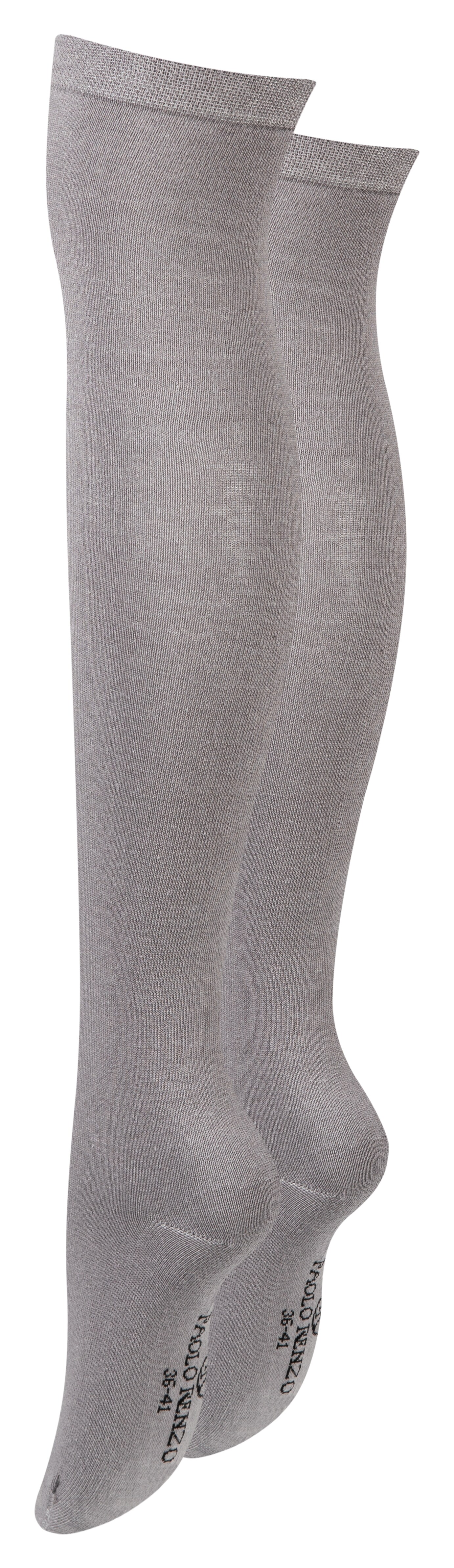 Paolo Renzo® Damen Baumwoll Overknees mit Anti-Rutsch-Bund 1 Paar - Größe 36/41 - Dunkelgrau