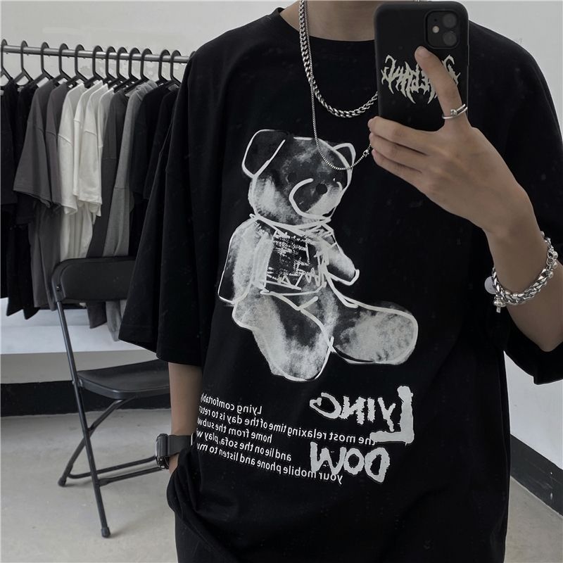 Giuliana - Oversized T-shirt met teddybeer en elleboogmouwen