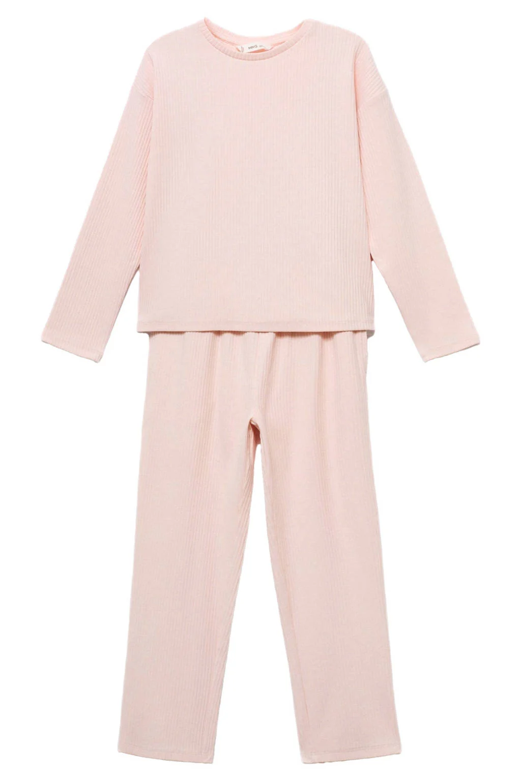 Mango Kids pyjama lichtroze rib gebreid