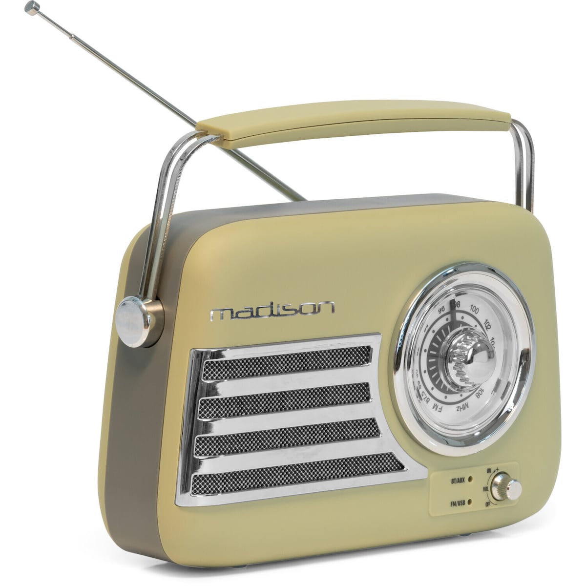 Madison Retro Radio med Bluetooth og FM (Matte Olive Green)