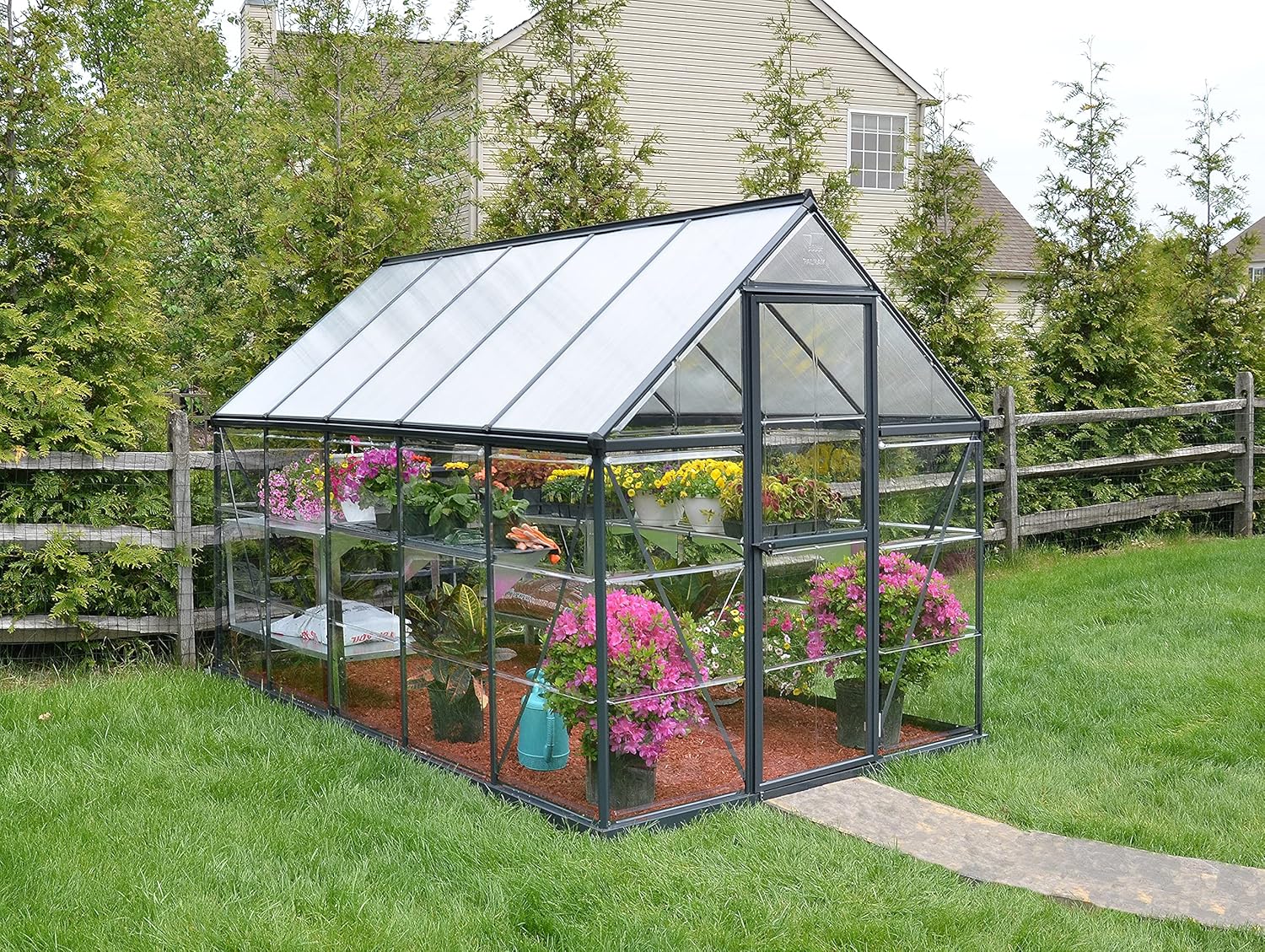 Palram Aluminium GewächsHaus Gartenhaus Hybrid 6x10 anthrazit /310x185x209 cm (LxBxH),Grau
