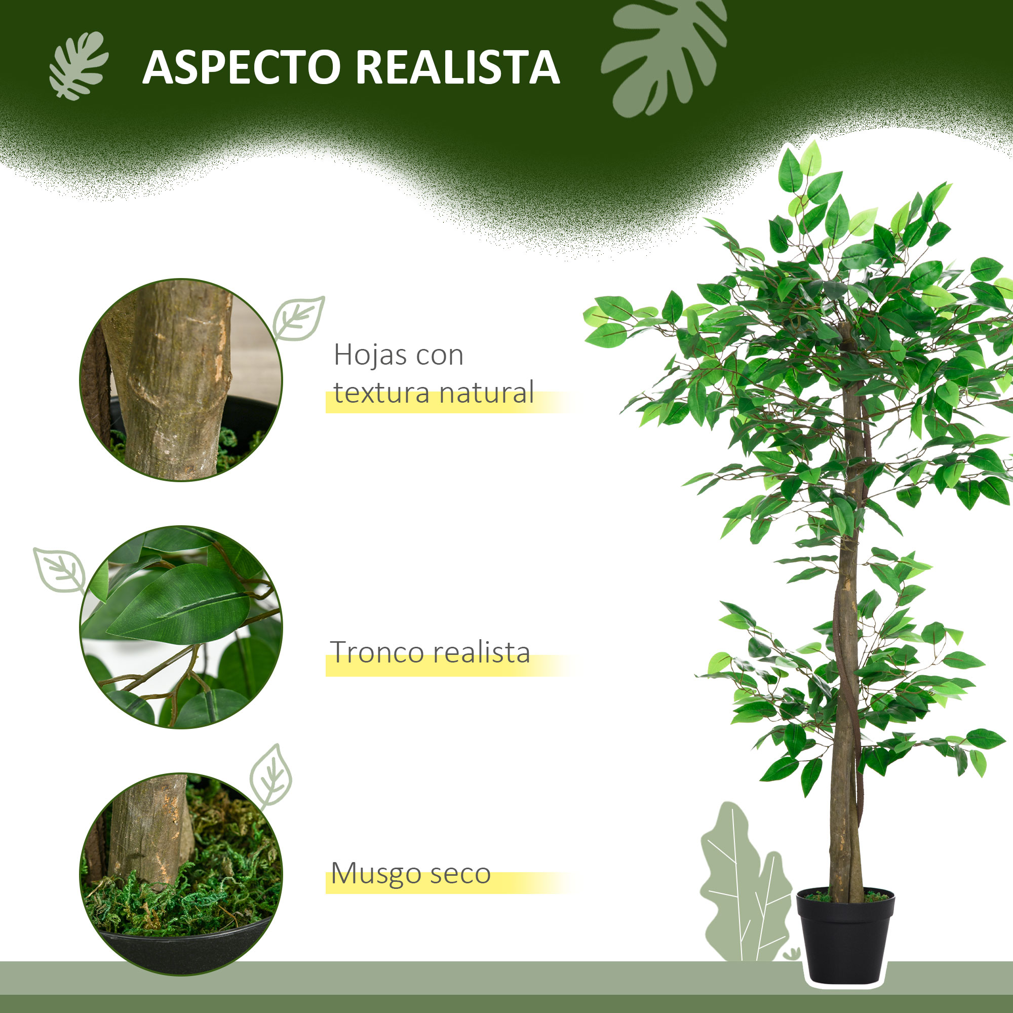 Plantas verdes artificiais Outsunny