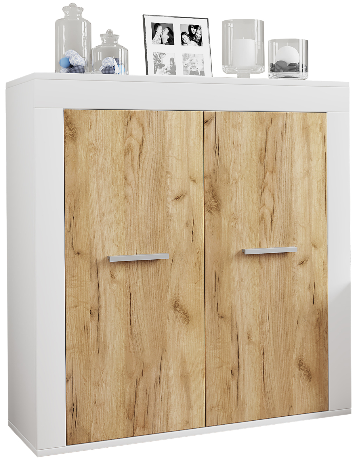 Kommode USILO - Honig Eiche - weiß - 80 cm breit