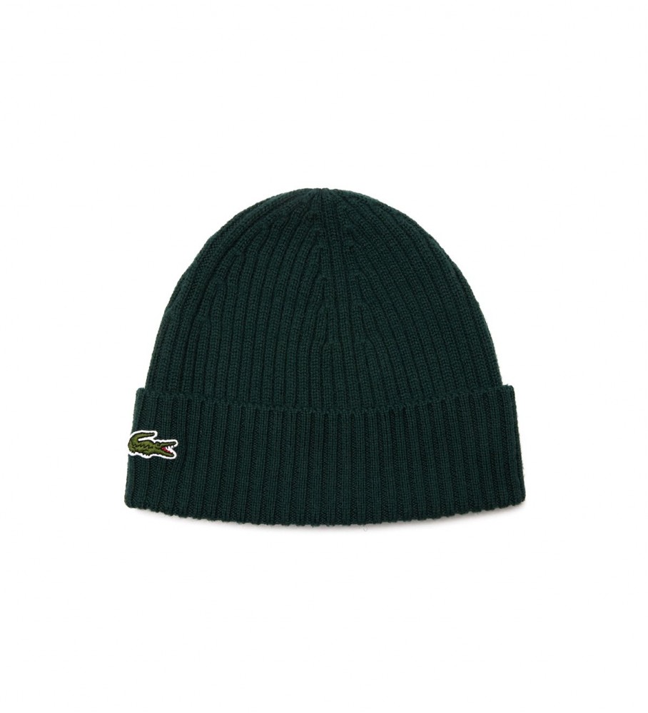 Gorro Lacoste Verde de Lã Canelada