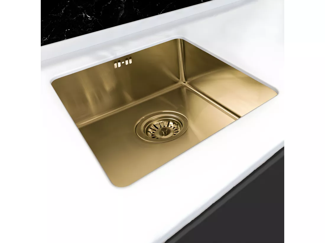 Luisa évier 1 cuve seule 55x45 en inox or brossé - Essebagno