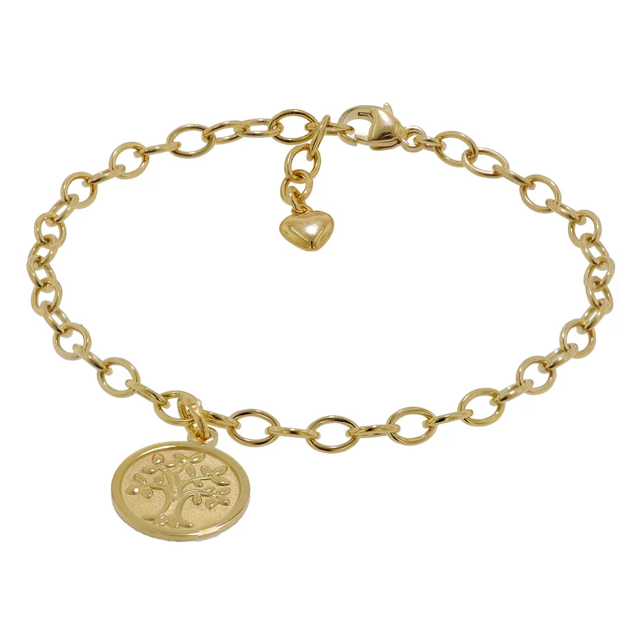 trendor Mädchen-Armband mit Lebensbaum 925 Silber vergoldet 18 cm gold