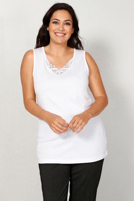 Top, figurfreundlich, V-Ausschnitt, Spitze, Pailletten