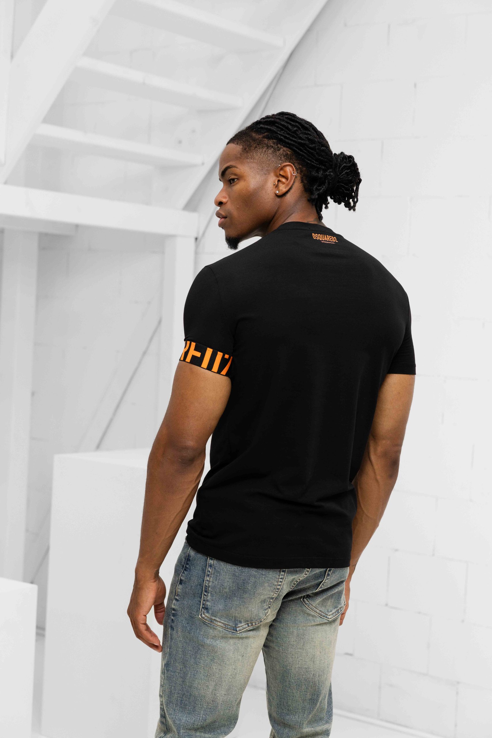 Dsquared2 Round Neck T-Shirt Heren Zwart/Oranje