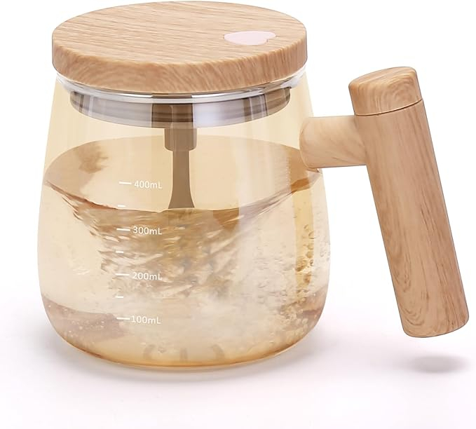 (400ml) Elektrischer Rührbecher Glas Kaffee Tasse Selbstmischende Stirring Mug mit Deckel (Batteriebetrieben) - Transparent