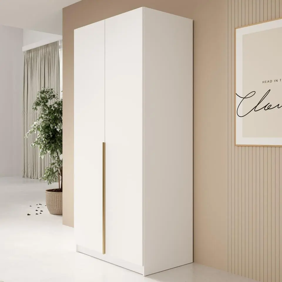 Meubella - Kledingkast Bruno 2 - Wit - 100 cm