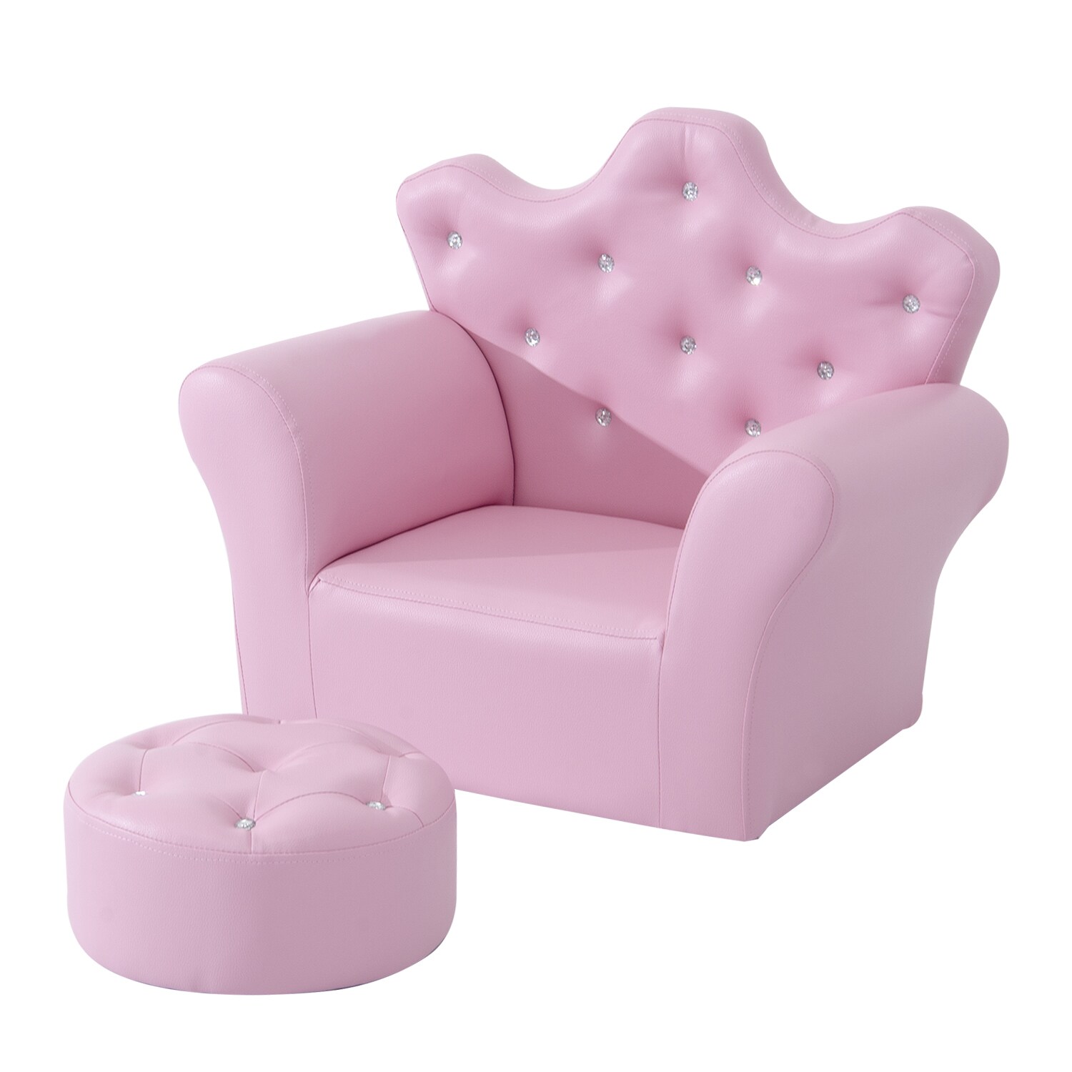 HOMCOM Kindersessel mit Kristallknöpfen rosa 58 x 40,5 x 49 cm (LxBxH)