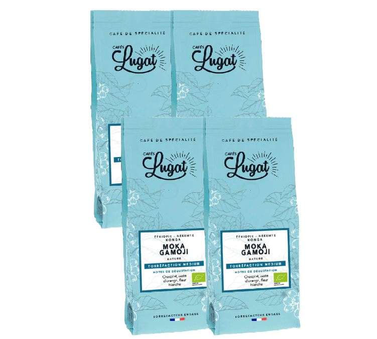 Café en grains : Ethiopie -bio - Moka Gamoji - 1kg - Cafés Lugat