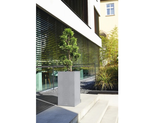 Lechuza Canto Stone plantenbak, 40 x 40 x H 76 cm, grijs, inclusief zelfbewateringssysteem, plantinzet, substraat en waterstandindicator.