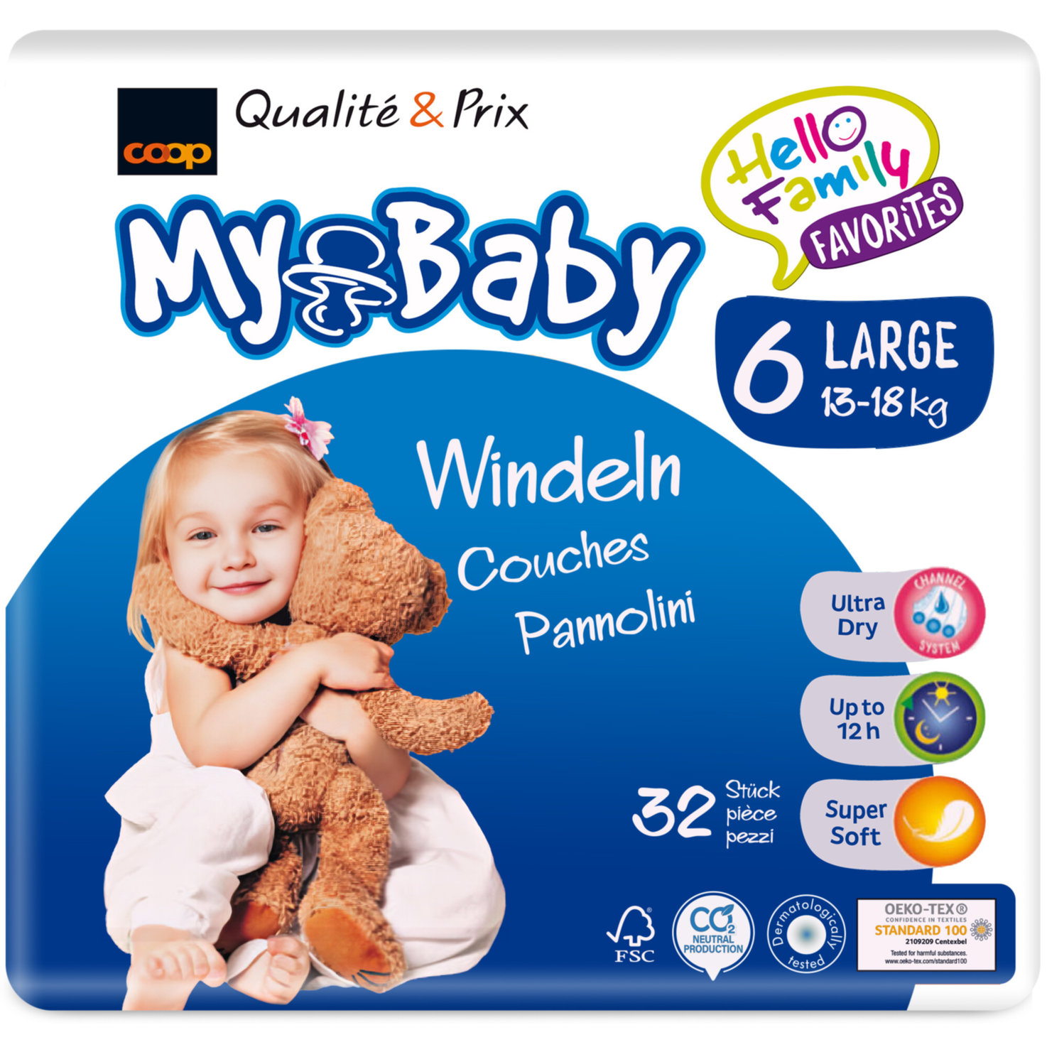 My Baby Windeln Grösse 6 Extra Large, 13-18kg, 32 Stück