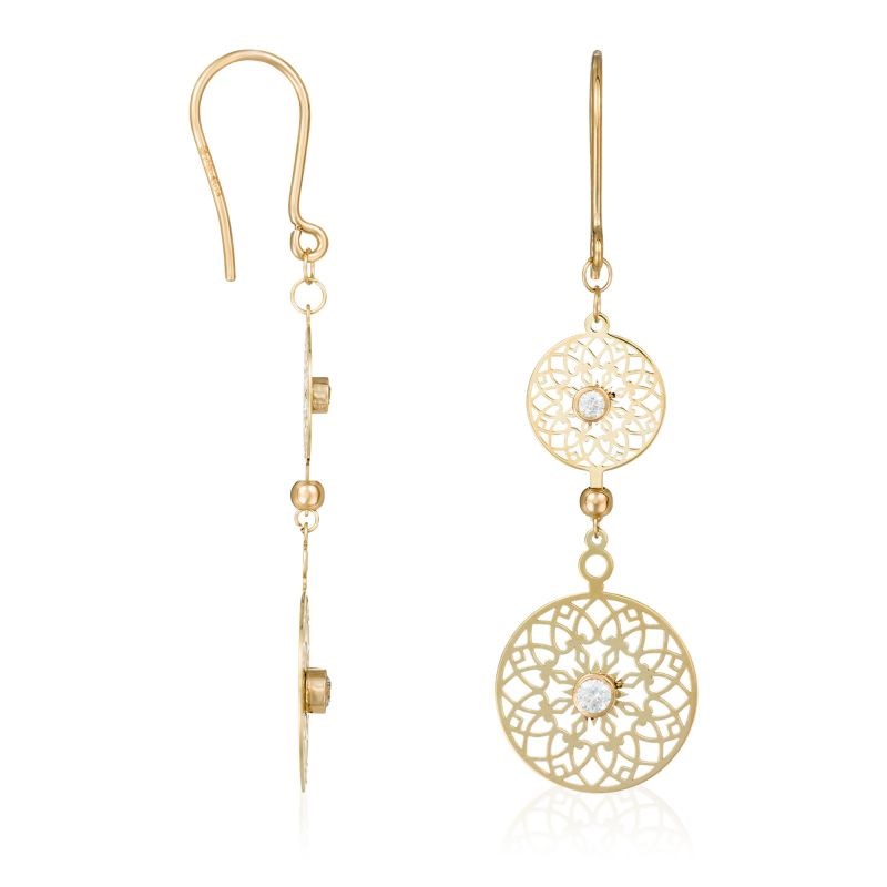 Boucles d'oreilles Or Jaune  et zirconium