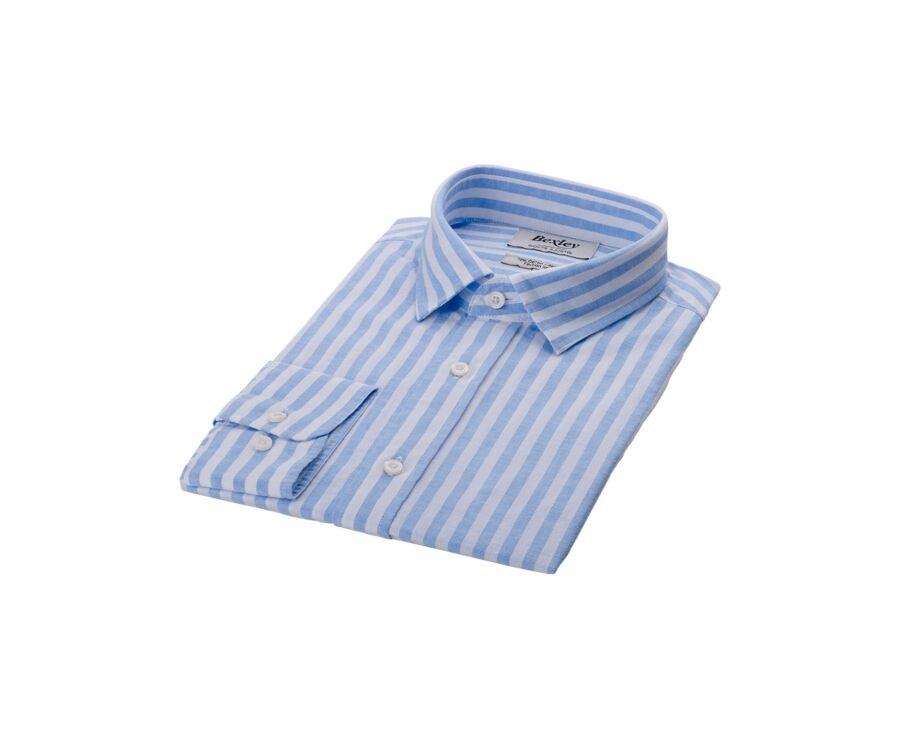 Chemise coton lin rayée Bleu Ciel et Blanche - SIMONIN