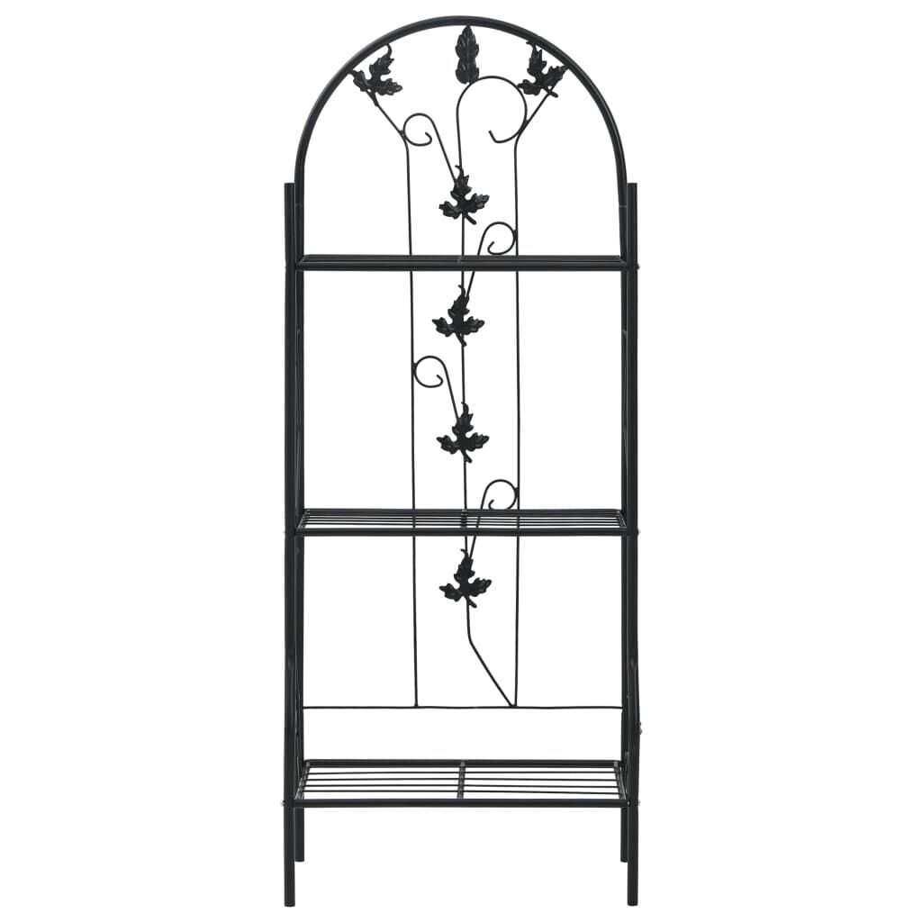 vidaXL Bloemenstandaard met 3 lagen, zwart, 52x28x128 cm, ijzer