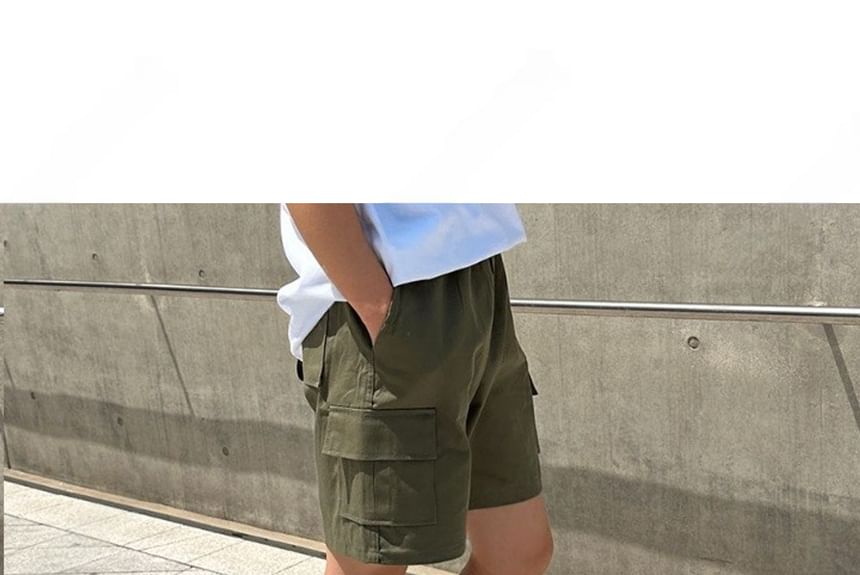 SeoulPop - Effen cargoshorts met trekkoordtaille