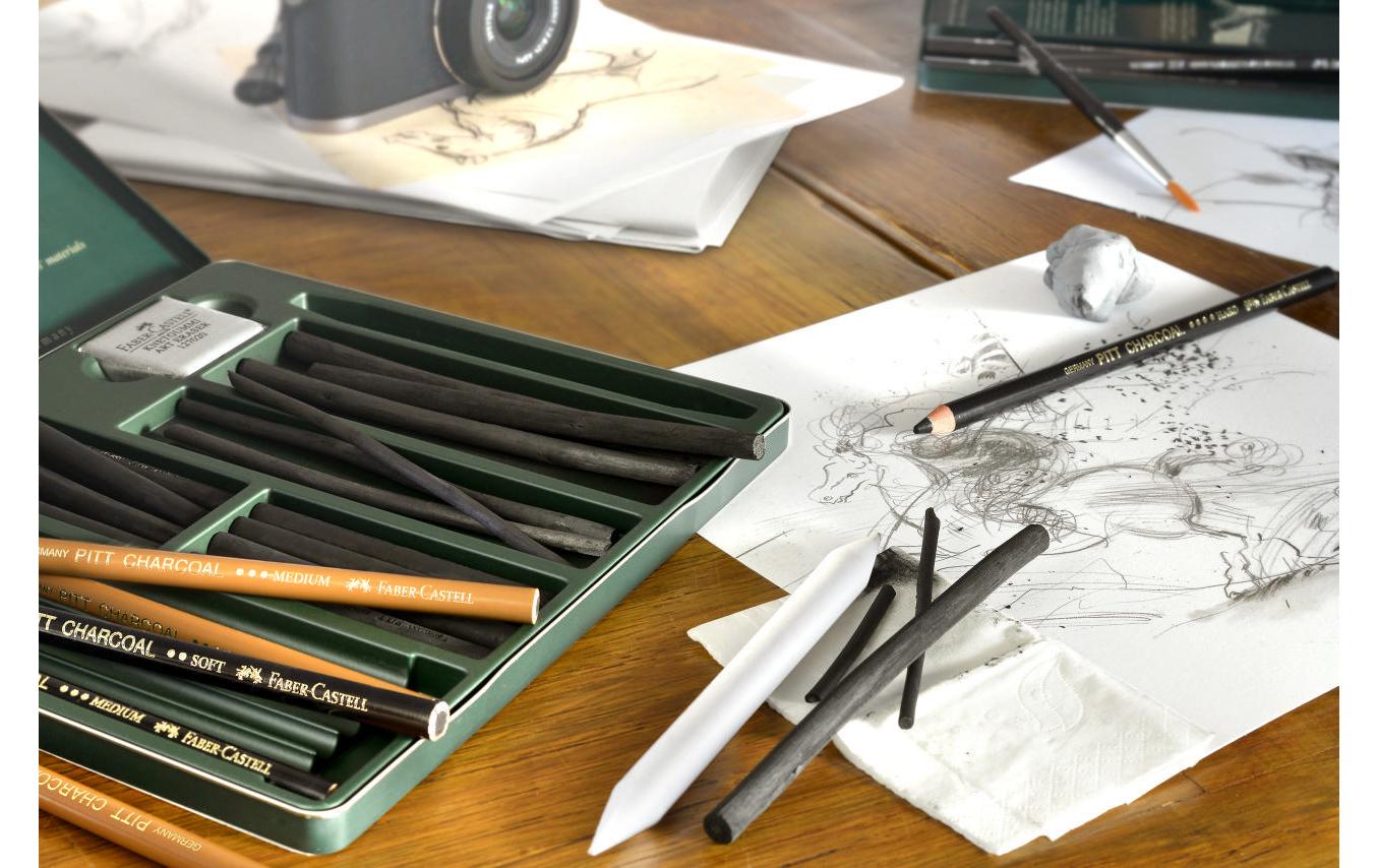 Graphitstift Faber-Castell PITT 24er MetalletuiKohleset für den professionellen Einstieg