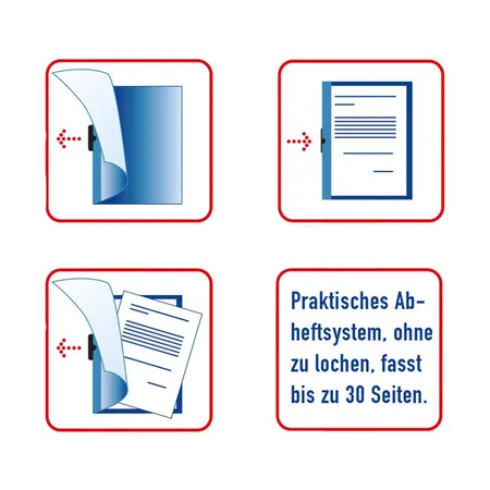 Idena Klemm-Mappen, DIN A4, 5 Stück, mit transparentem Deckel, grün