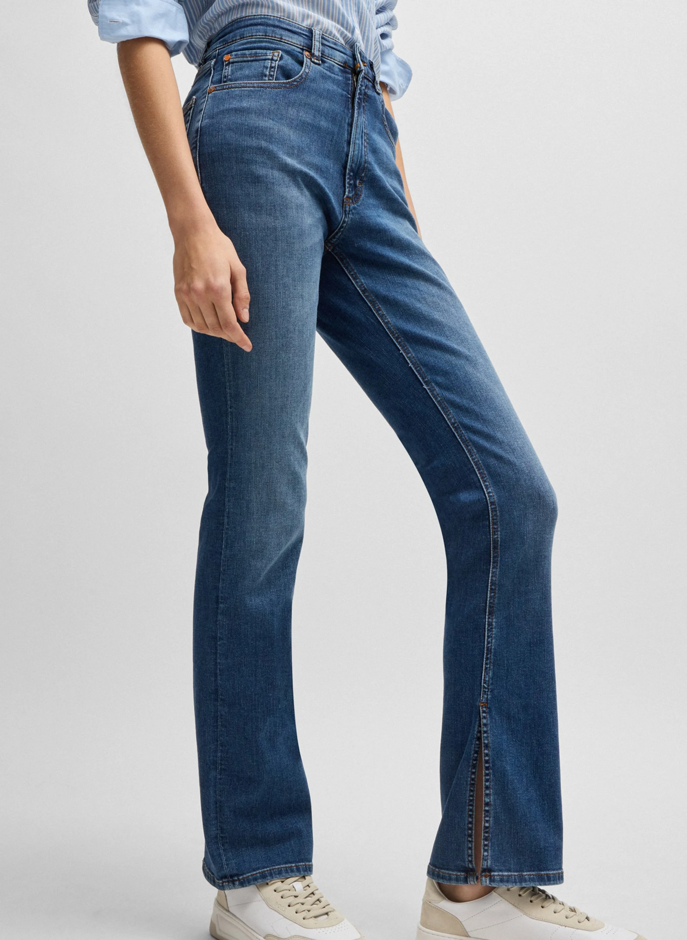 Jean boot-cut en coton mélangé | Bleu