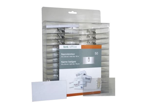 Navneskilt Clip 50x90mm 50 Pack