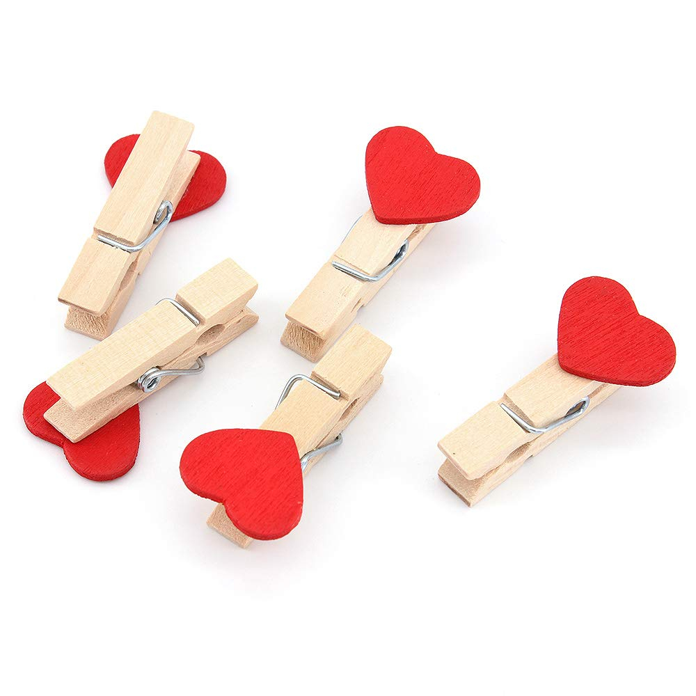 (100er Set) 3.5cm Holz Klammern DIY Bastel Deko Wäscheklammern - Herz