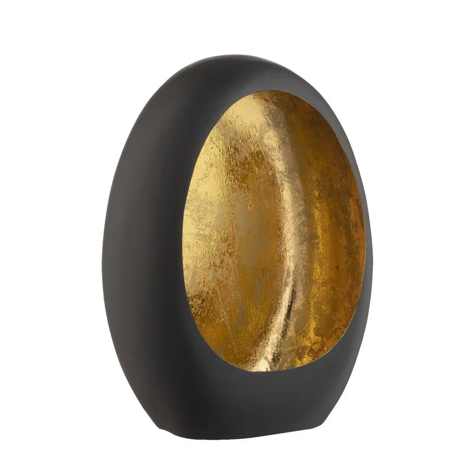 Windlicht Brygge - Zwart/Goud - 26x19x10 cm