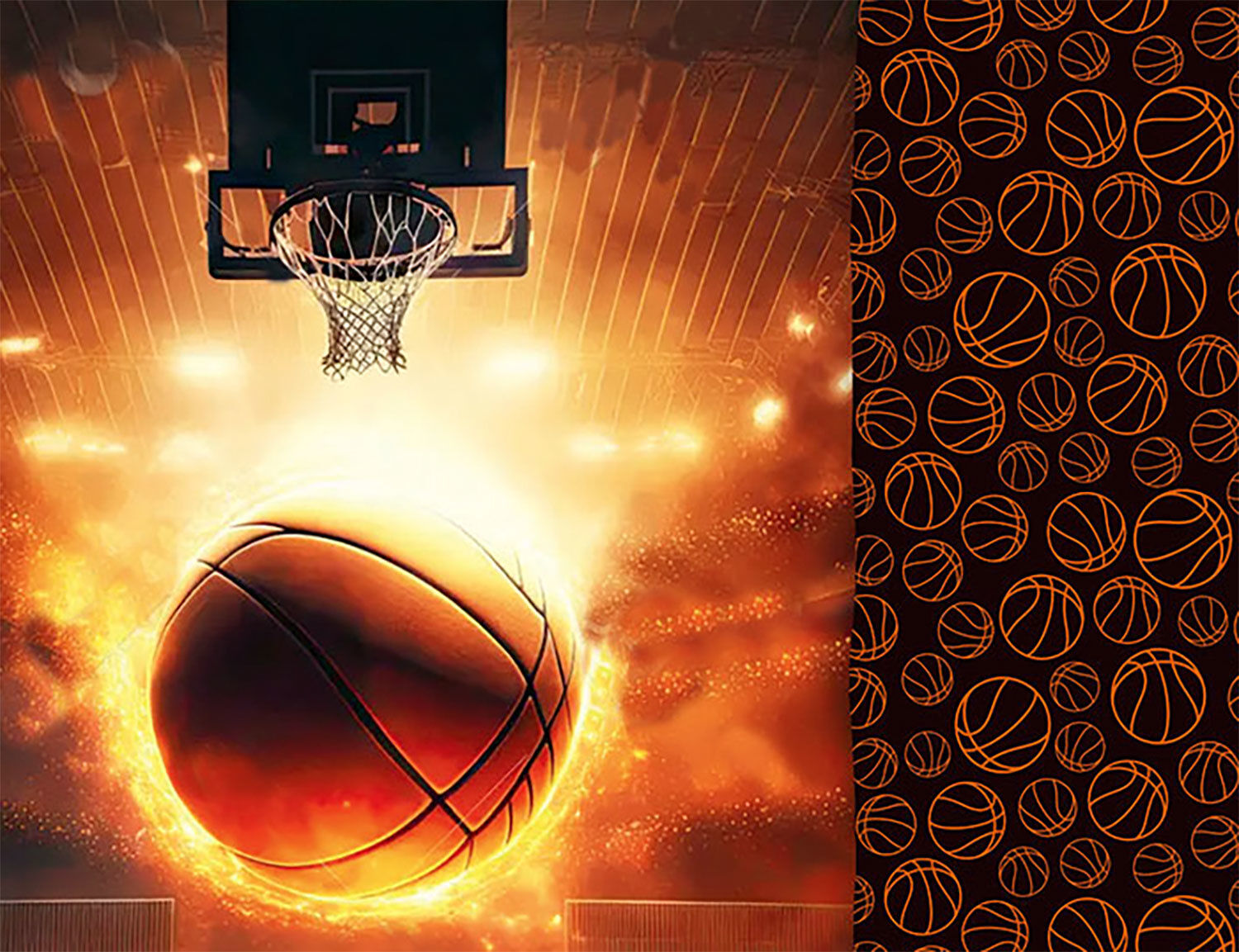 Bettwäsche mit glühendem Basketball