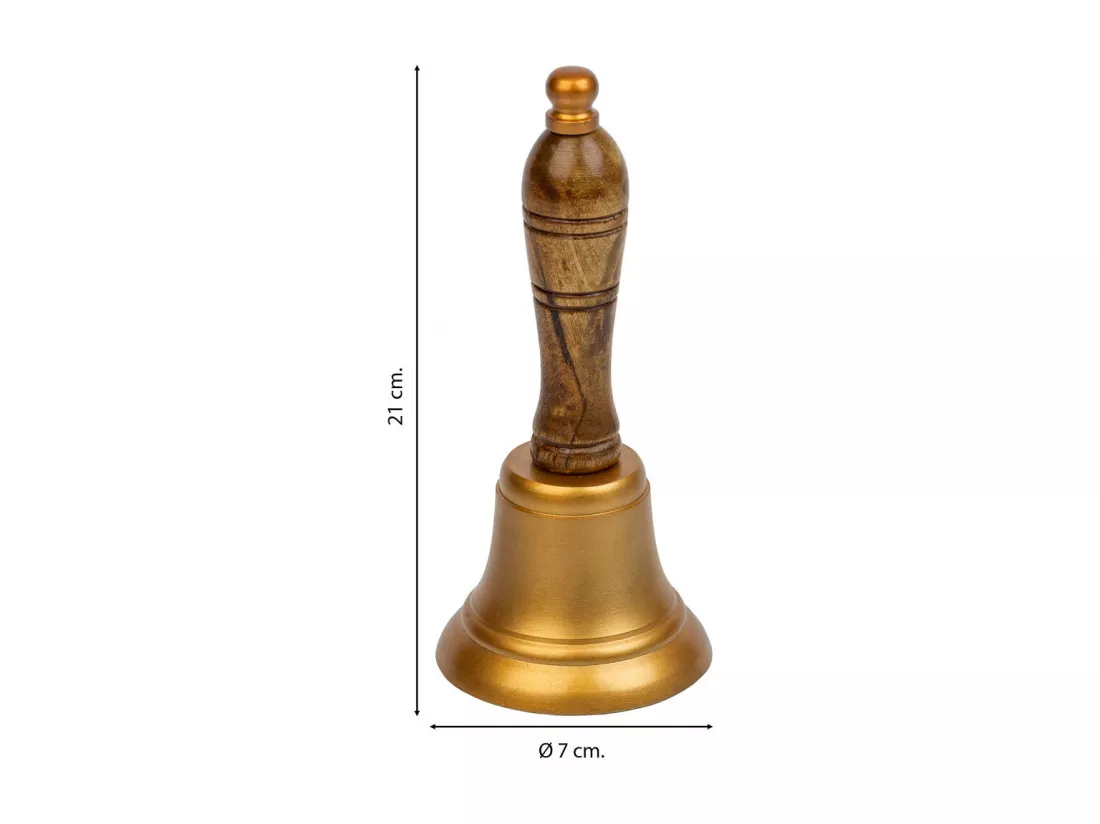 Cloche en aluminium et manche en bois marron d7x21h