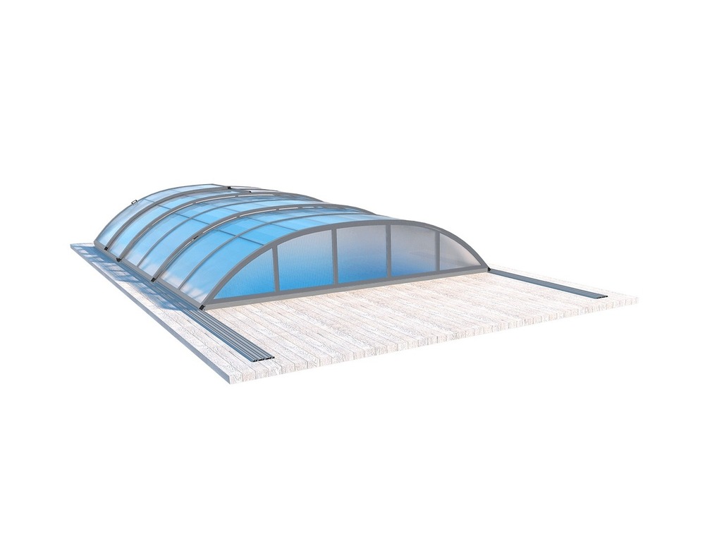 Abri de piscine skyline pour les modèles 6,20x4,10 m - bas88, bas788 - polycarbonate alvéolaire 8 mm - couleur ral7037 gris