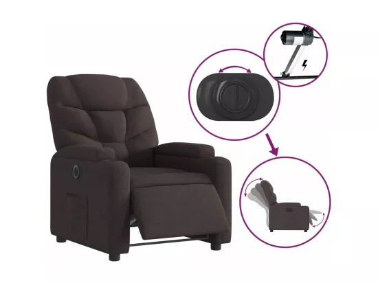 Fauteuil inclinable électrique Marron foncé Tissu