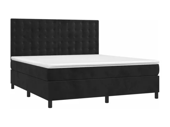Sommier tapissier avec matelas et LED Noir 160x200 cm Velours