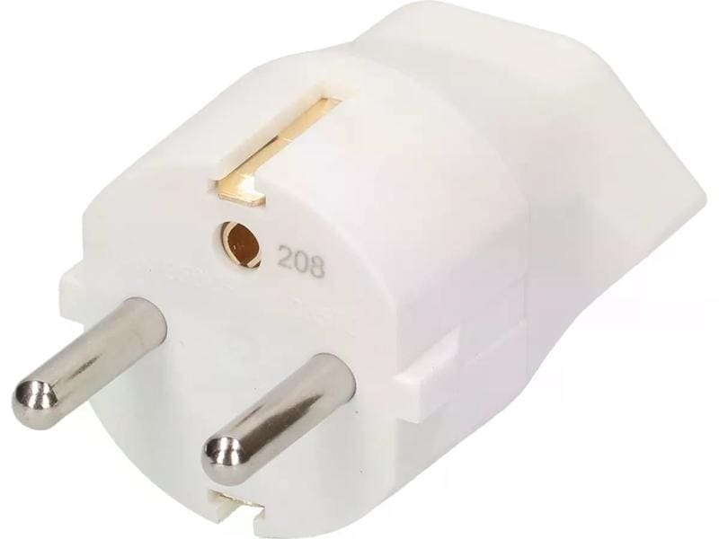 Max Hauri Fixadapter Schuko auf T13, Weiss Übergangsstecker zur Nutzung von 3-poligen Geräten mit Schweizer-Stecker in Ländern mit Schuko-Steckern