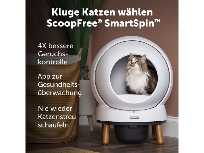 PetSafe Katzentoilette ScoopFree SmartSpin Selbstreinigende Katzentoilette mit App-Steuerung für eine saubere und gesunde Umgebung