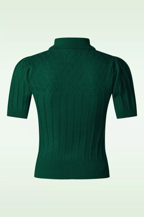 Emmy Design The Tiptop merino wol gebreide top in flessengroen
