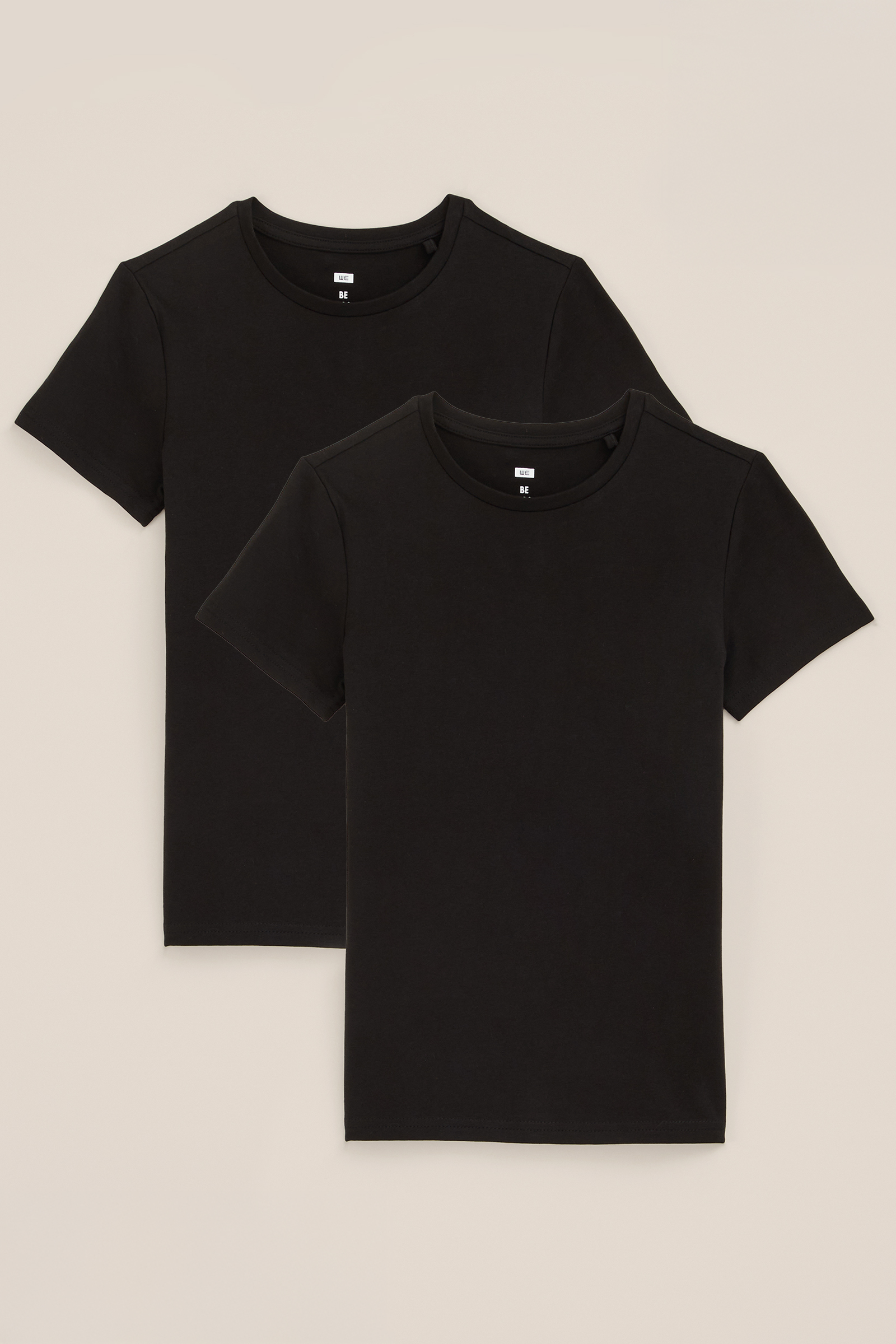Jongens basic T-shirt met ronde hals, 2-pack WE Fashion Zwart