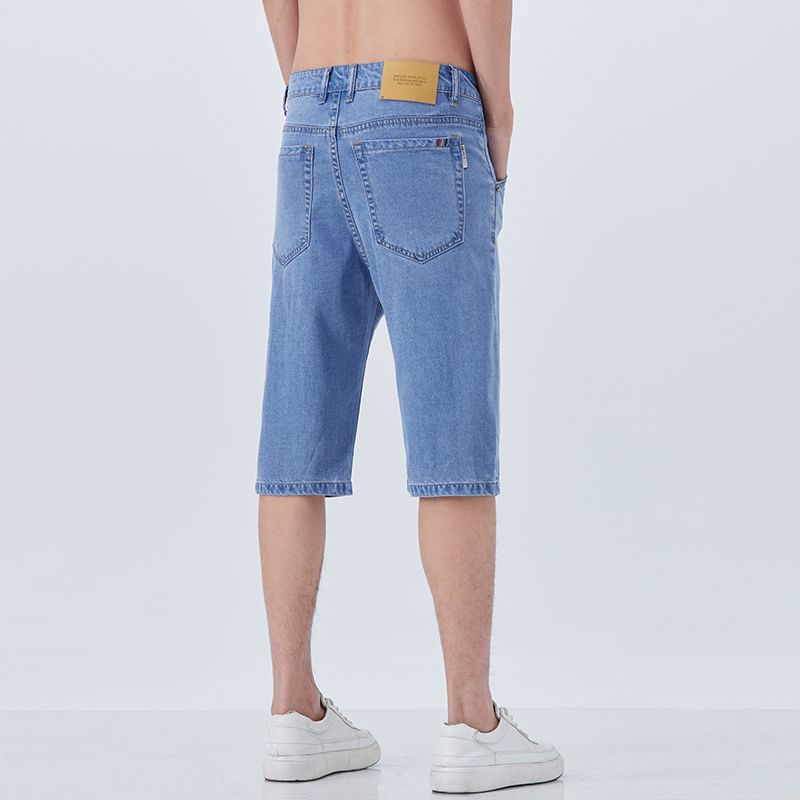 Denimic - Lange denim shorts met hoge taille