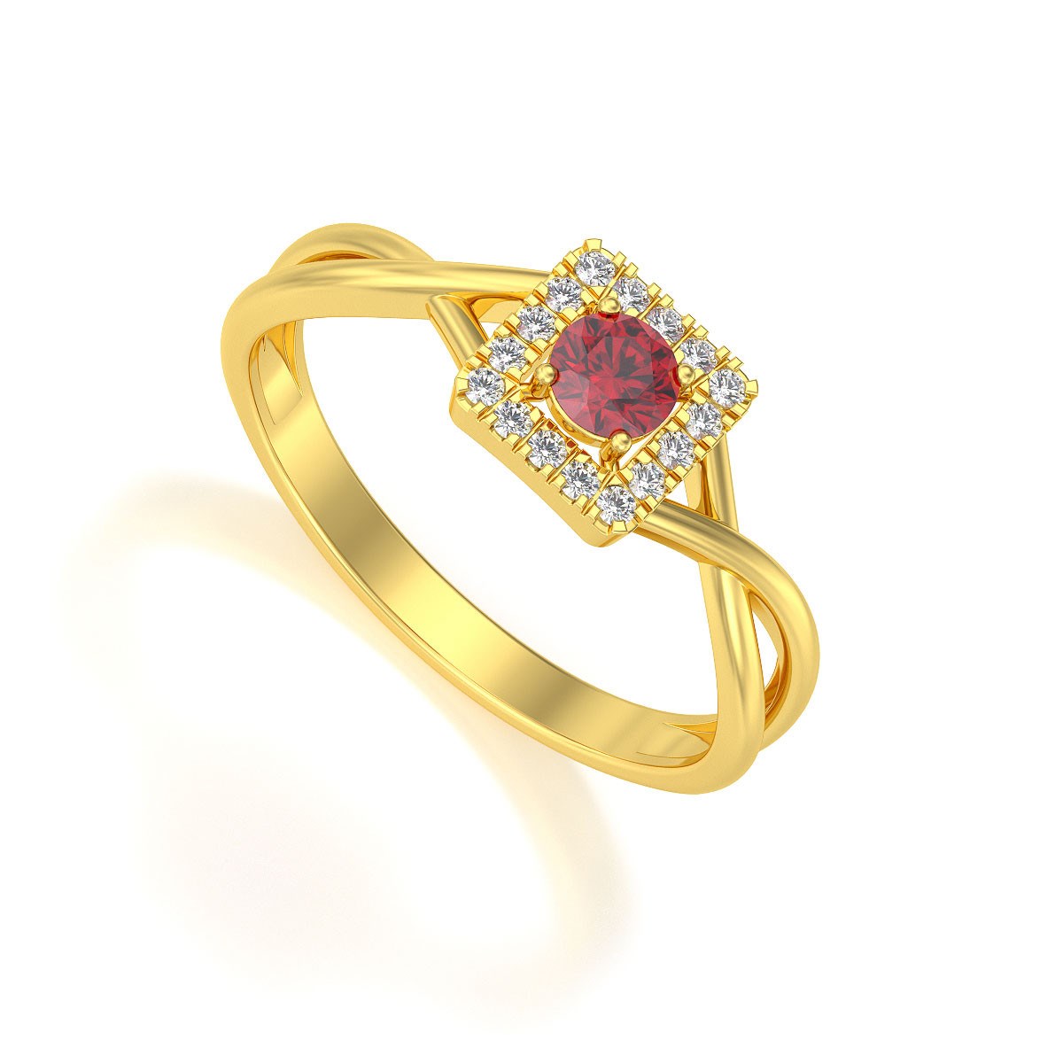 Bague ADEN Or 585 Jaune Rubis et diamants 2.154grs