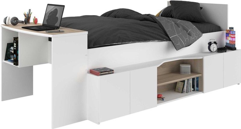 Vente-unique - JOCHIANE - Combinatiebed - Natuurlijk Licht - Spaanplaat