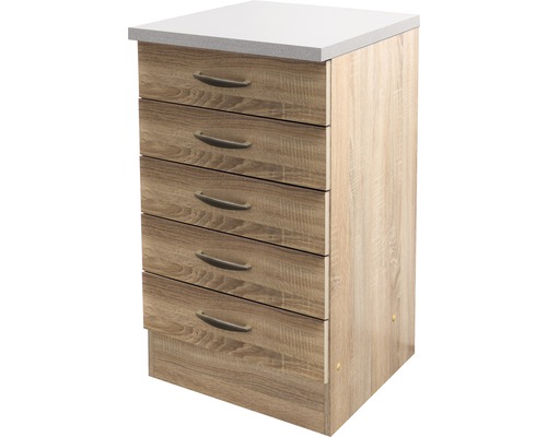 Flex Well Oslo ladeblok, BxDxH 50 x 50 x 85 cm, Sonoma eiken mat, gedemonteerd