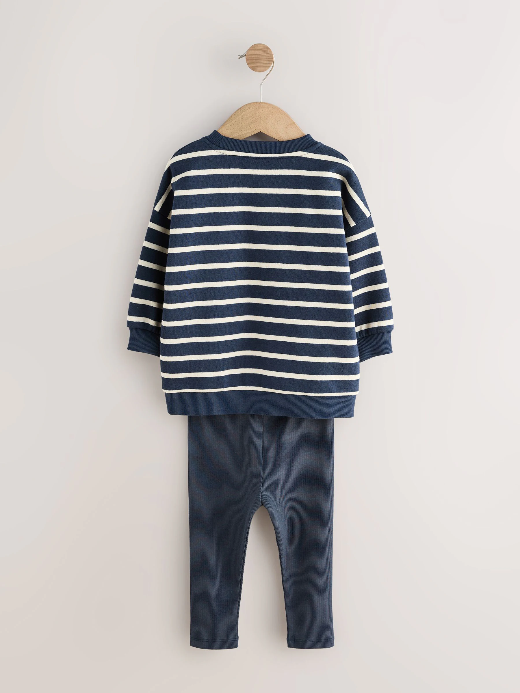 Blue/White Stripe/Car - Set van 2 sweatshirts en leggings (3mnd -7jr)