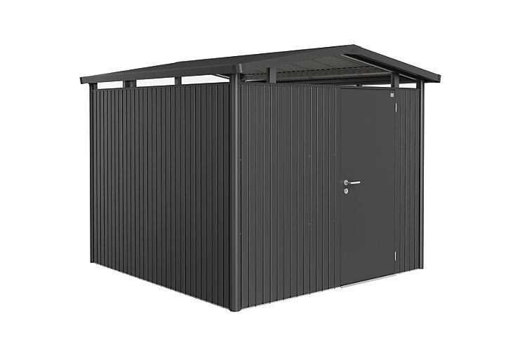 Abri de jardin simple porte Biohort Panorama P4 en métal coloris gris foncé métallique ép.0,53 mm surface extérieure 7,58 m²