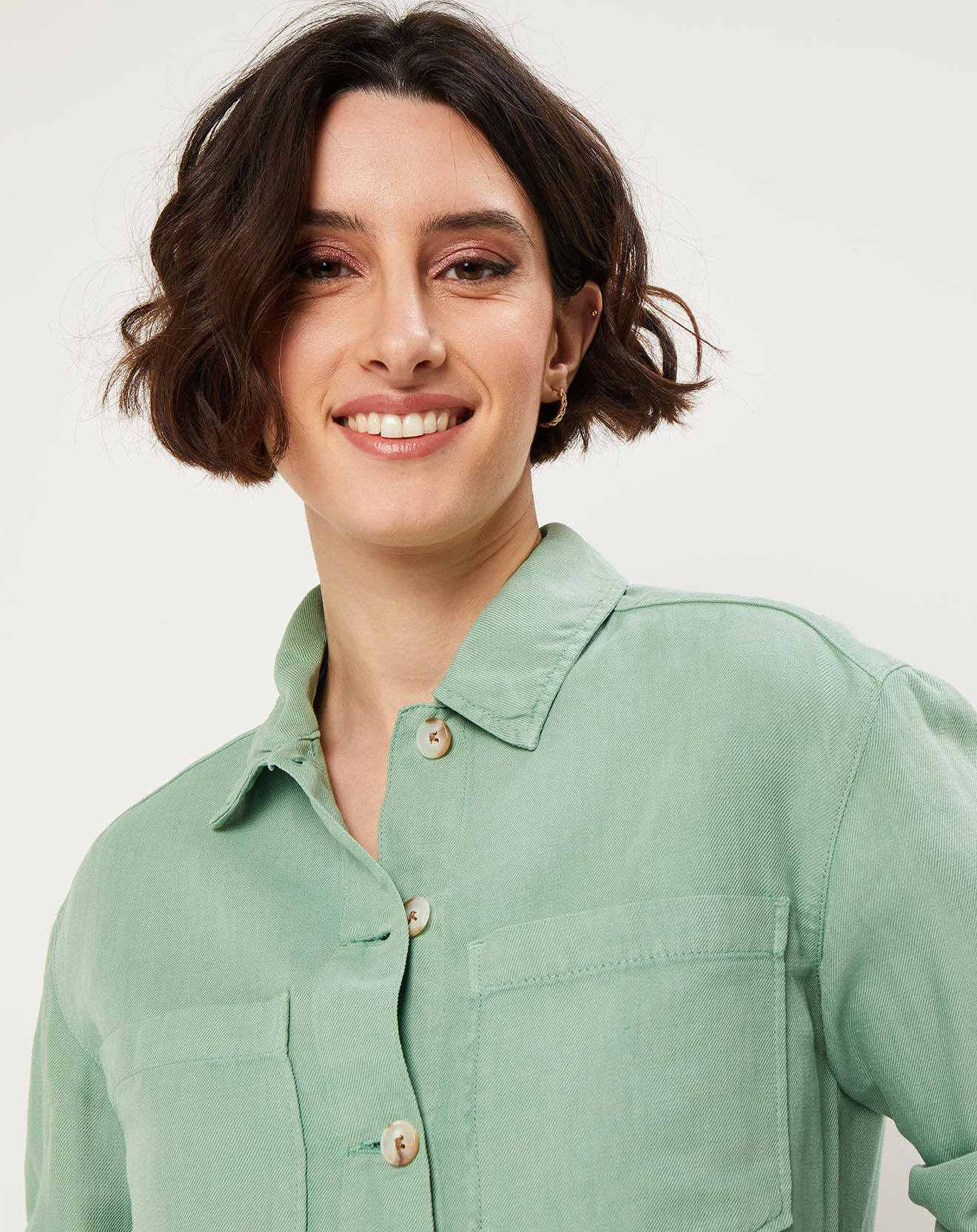 Caroll Veste en Lin & Coton Tatami émeraude