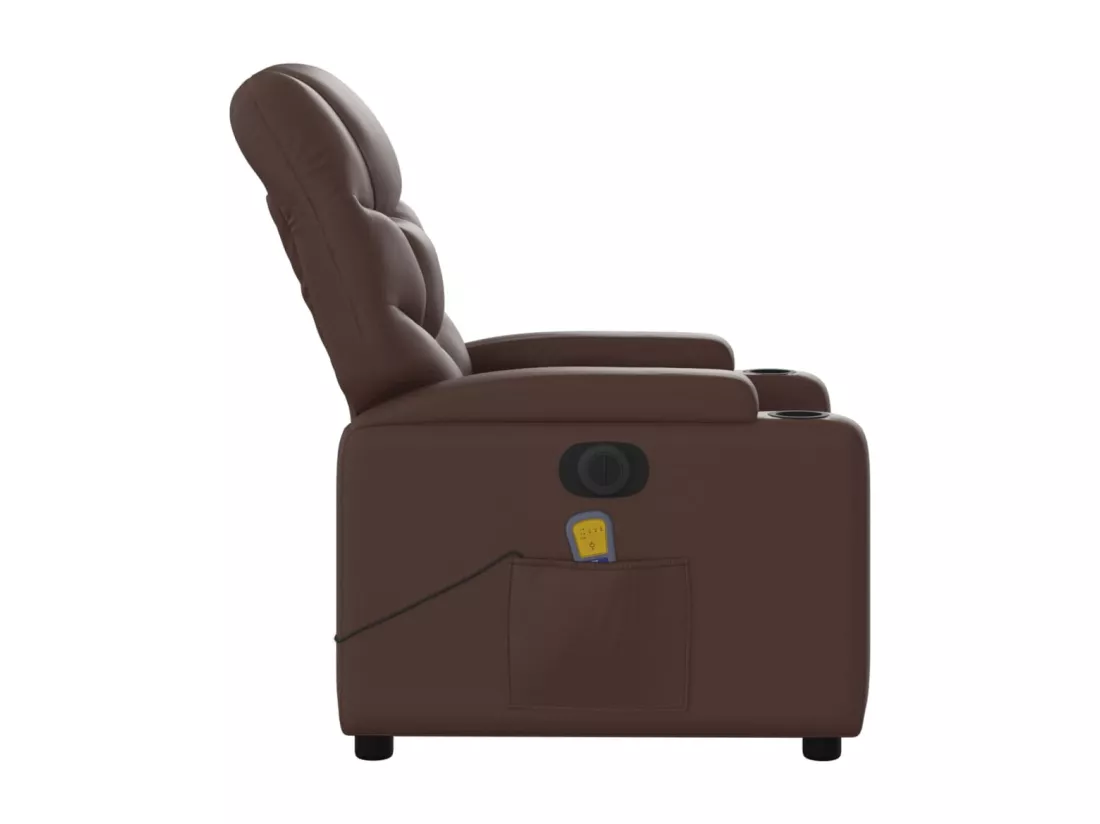 Fauteuil massant inclinable électrique marron similicuir