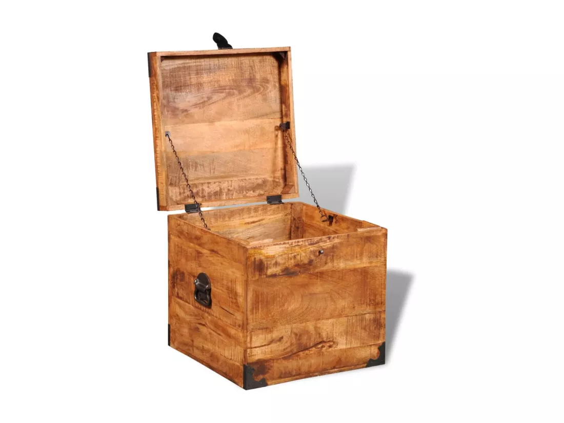 Coffre de rangement cubique Bois de manguier brut