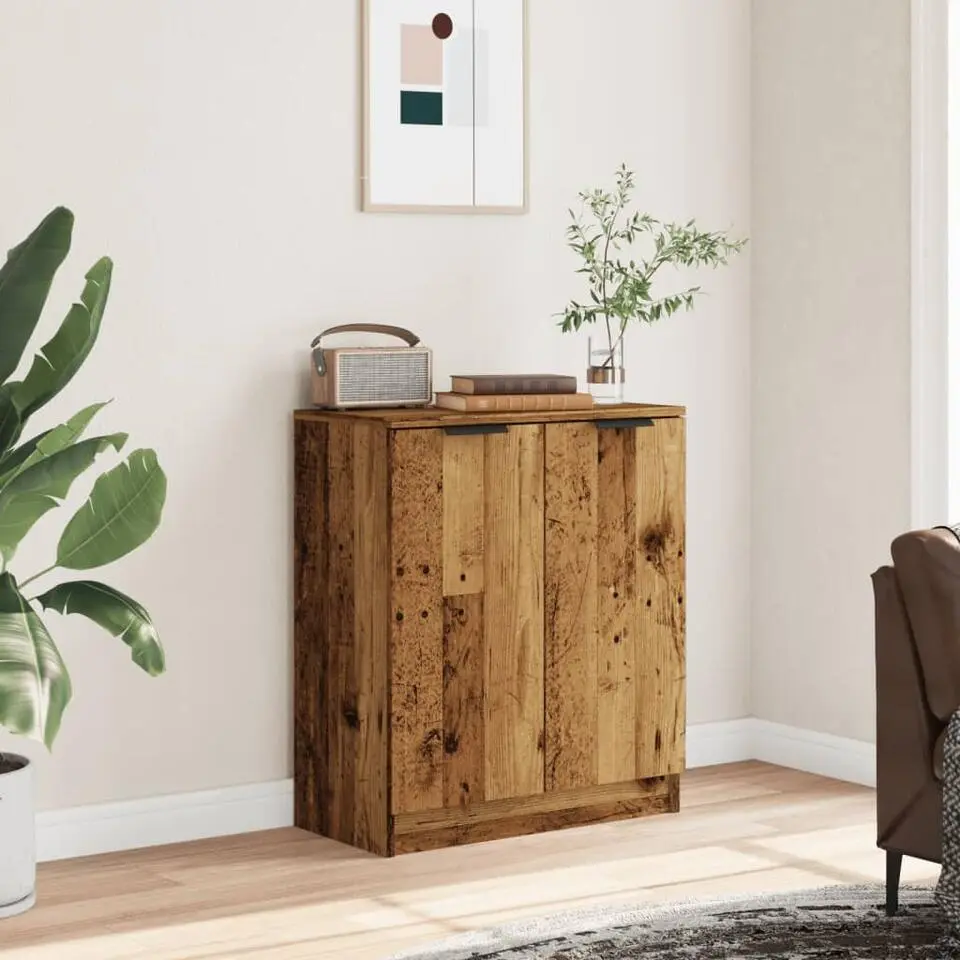 vidaXL - Dressoir met 2 deuren - Oud hout - Bewerkt hout - 60x30x70 cm