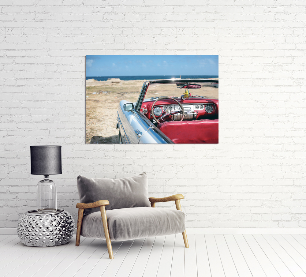 Akustikbild OLDTIMER AM STRAND 80x120cm, 7kg